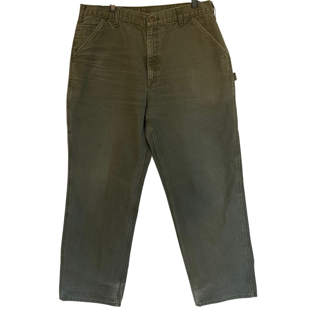 Carhartt Green‎ Carpenter Pants Mens 36x33 Canvas Workwear Duck